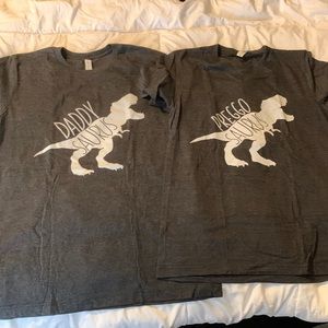 Matching gray dinosaur shirts! Medium- “Preggo-Saurus” | XL-“Daddy-Saurus”